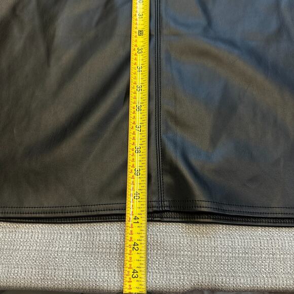 Ann Taylor Petite Faux Leather Knit Dress Medium Mob Wife Turtleneck Belt New - Picture 9 of 10